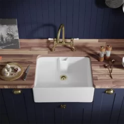 Thomas Denby Norfolk 1 Bowl Ceramic Traditional Sink - White - TNO600